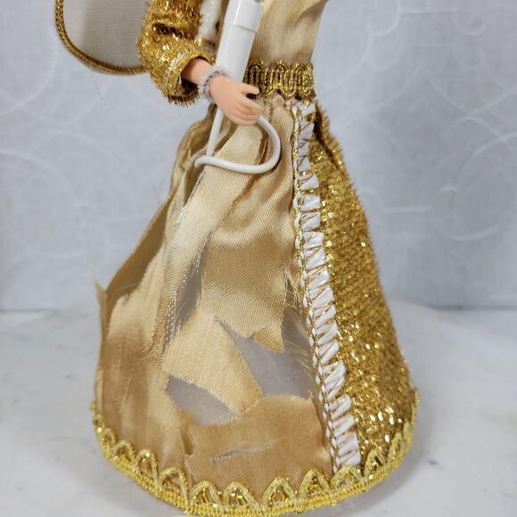 VTG‎ Angel ChristmasTree Topper 10" Gold Sparkle Plastic Vinyl Retro MCM Works - Picture 12 of 15